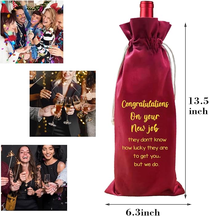 LANBAIHE New Job Gifts Wine Bag, Promotion Gifts, Congratulationg On New Job, Coworker Leaving Gift, Going Away Gifts for Coworker Women Men- Pairs Well With New Job Gift (New Job-Red)