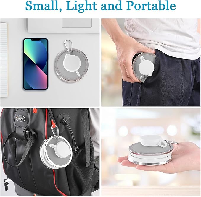 jessie Collapsible Water Bottles 17 oz Silicone Foldable Water Bottles Portable Travel Water Bottle with Buckle for Camping Hiking Sports Outdoor Gym Summer (White)