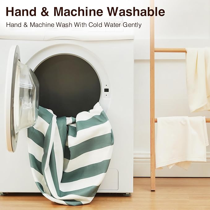 EXQ Home Kids Bean Bag Chairs Cover -Stuffed Animal Bean Bag Storage Green and White Stripes-Zipper Bean Bag for Organizing Children Plush Toys Holiday Gift for Girl,Boys (2XL)