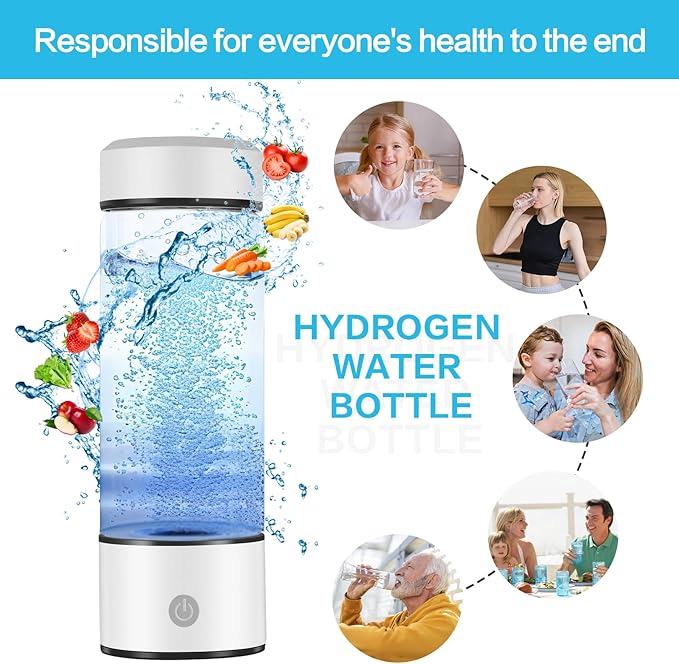 White 400ml Hydrogen Water Bottle High Hydrogen Concentration Generator Purifier Quantum Health Filter with SPE PEM Technology AY007