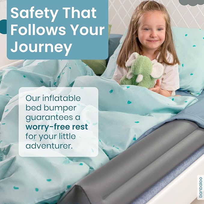 BANBALOO -Inflatable Bed Bumper for Children - Child Fall Protection, Inflatable Travel Bed Rail, for fold-Away, Single, Double, Queen Size, King Size and Montessori beds