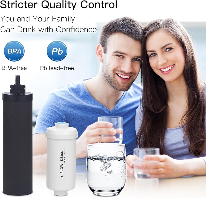 NSF/ANSI 375 Certified Water Filter, Replacement for Berkey® BB9-2® Black Filters & PF-2® Fluoride Filters Purification Elements and Berkey® Gravity Filter System, Pack of 4