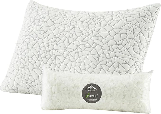Shredded Memory Foam Pillow for Sleeping, Cooling Bed Pillows King Size, Adjustable Soft and Firm Pillows or Side, Back, Stomach Sleepers with Washable Removable Bed Pillow Cover