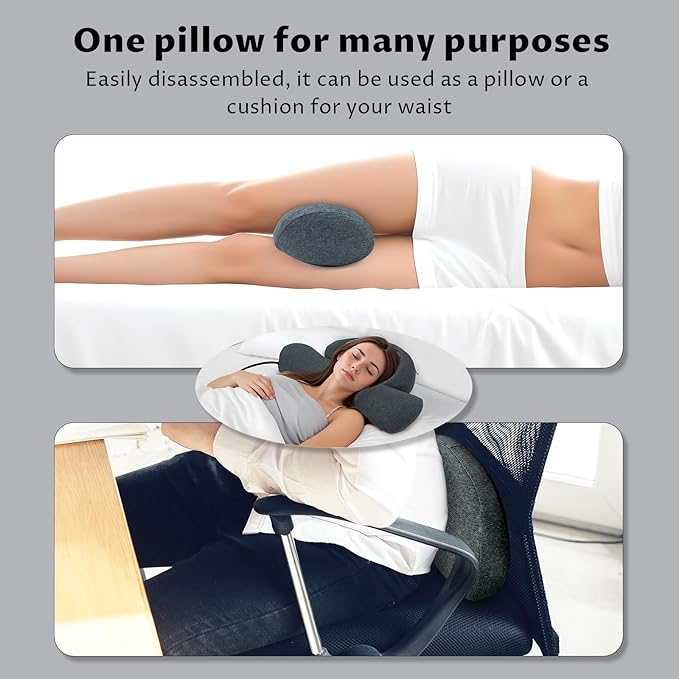 Cervical Neck Pillow Adjustable Memory Foam Pillows with Inflatable Tube, Ergonomic Contour Neck Pillow for Neck Pain Relief,Support Pillow for Side Back Stomach Sleeper
