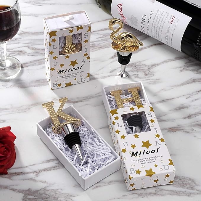 Miicol Wine Stopper, Prosecco Stopper, Wine Bottle Stopper, Personalised Champagne Stopper, Gold Wine Accessories, Wine Lovers Gift, Monogram Gift, Letter K