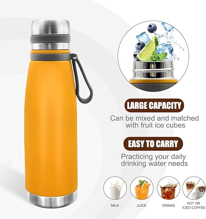 22oz Thermos for Hot and Cold Drinks, Coffee Thermos Water Bottle, Wide Mouth Thermal Cups- Leakproof Stainless Steel Insulated Thermos - Commute, Travel, and Picnic Friendly