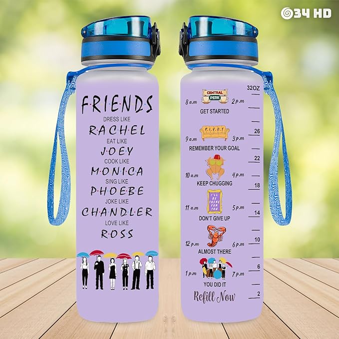 Gifts for Best Friends, Friends Water Bottle 32 oz with Time Marker, Bestie Motivational Bottle, Friendship Birthday Gifts, Bestie Gifts for Women