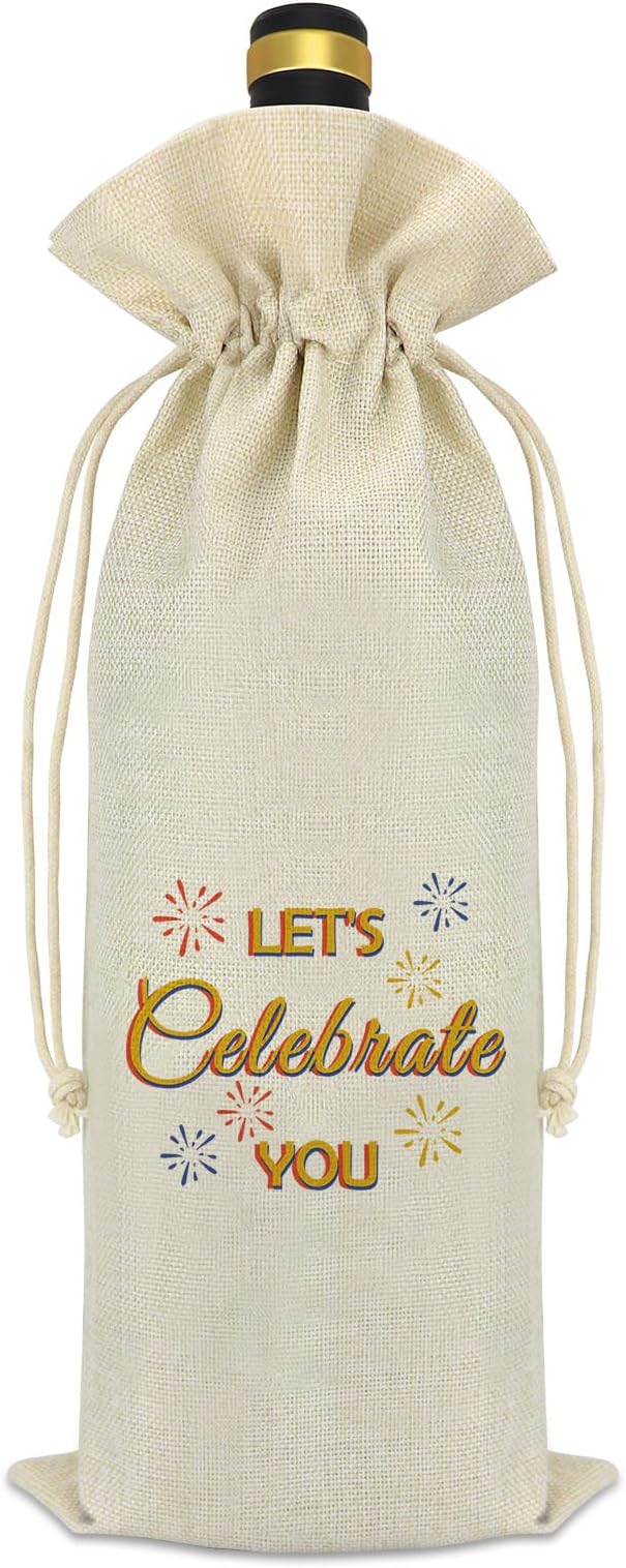 2024 Graduation Gifts Celebrate Graduation Wine Bag Graduation Gifts for Her Him Phd Masters Degree Graduation Gifts for Women Men Drawstring Burlap Reusable Wine Bottle Bag Graduate Souvenir Gift