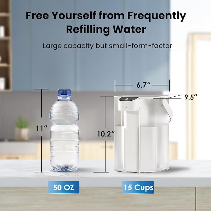 Waterdrop Alkaline Electric Water Filter Pitcher, Dispenser, NSF/ANSI 42, 200-Gallon, 5X Times Long-Life Countertop Water Filter System, Reduce PFOA/PFOS, Chlorine, Lead, 15-Cup, White, with 1 Filter