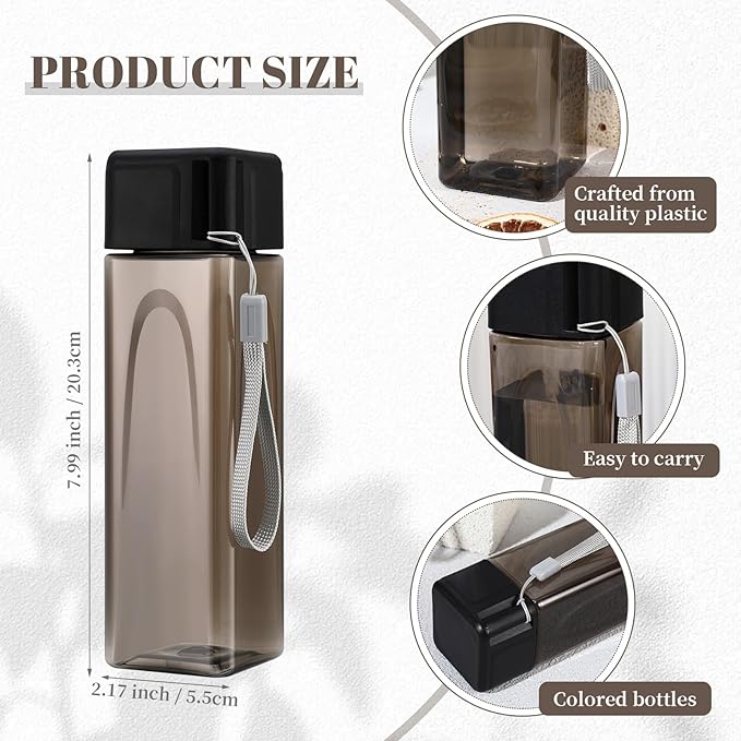 Mifoci 30 Pcs Water Bottle Bulk 17 oz Plastic Sports Water Bottles for Adults Reusable Leak Proof Portable Drink Bottles Large for Travel Camping Fitness Office(Black)