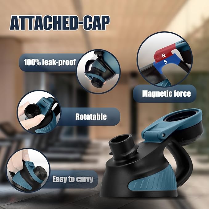 Insulated Half Gallon Water Bottle 64oz with Magnetic Lid,Stainless Steel Double-Wall Vacuum Leak Proof Sports Insulated Jug with Paracord Handle, Keep Water Hot & Cold for Outdoor,Gym