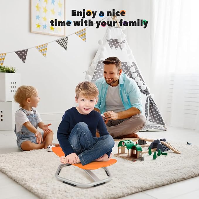 Sensory Toys Kids Swivel Chair, Autism Kids Swivel Chair, Elephant Sit and Spin Seat Balance Chair Indoor for Child Age 3+, Regulating Toddler’s Body Balance, Metal Base Non-Slip Orange