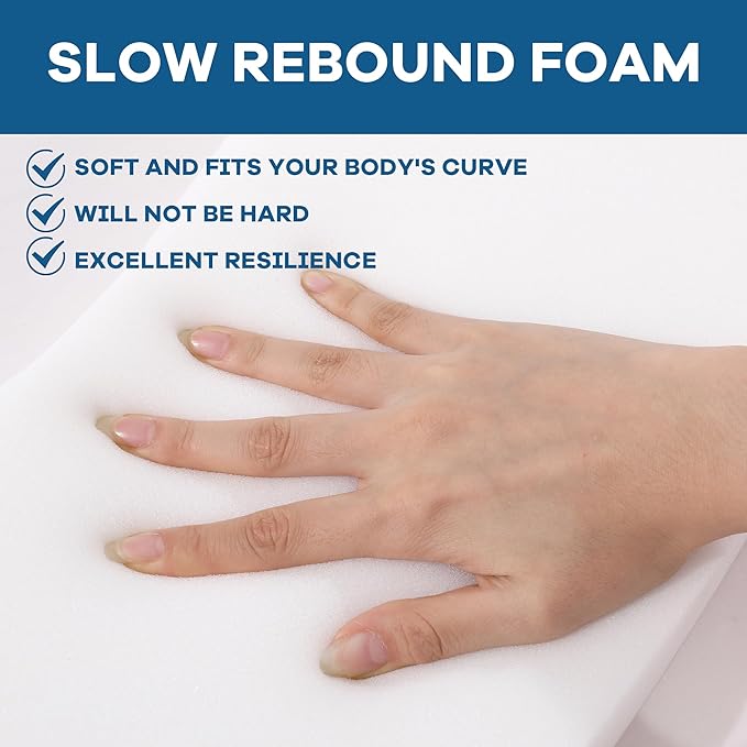 HOMBYS Adjustable Height Half Moon Pillow, 5.5" Bolster Pillow for Lumbar Neck & Leg Support, Supportive Foam Pillow Leg & Knee Elevation Pillow for Reducing Back Pain & Hip Pressure