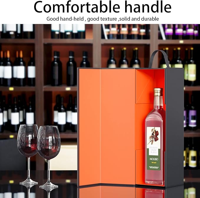 Wine Gift Boxes 12.8x3.8x3.8 in,Bottle Gift Boxes For Liquor Presents,For Wine and Champagne,Magnetic Collapsible Gift Box Wine Bottle Gift Packaging for Weddings,Anniversaries, Parties (Gold/5PCS)