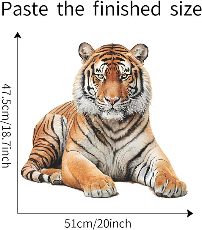 Lifelike Tiger Wall Decal 3D Animals Wall Sticker Safari Wall Decor for Nursery Kid'sroom School Classroom Livingroom Bedroom Bathroom Decoration (Lifelike Tiger 3)