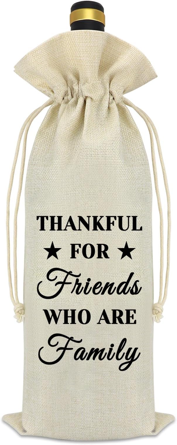 Best Friend Friendship Gifts for Women Men Thankful Theme Party Wine Bag Thanksgiving Day Christmas Birthday Gifts for Her Him Friends Female Besties Sister BFF Appreciation Gifts Wine Bottle Cover