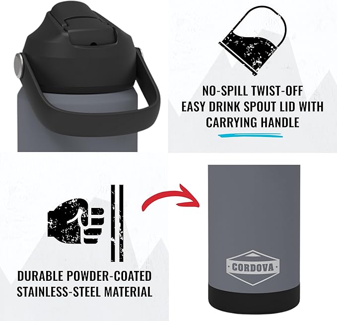 Cordova Outdoors Trailhead Class Water Bottle, Scree, 18 oz