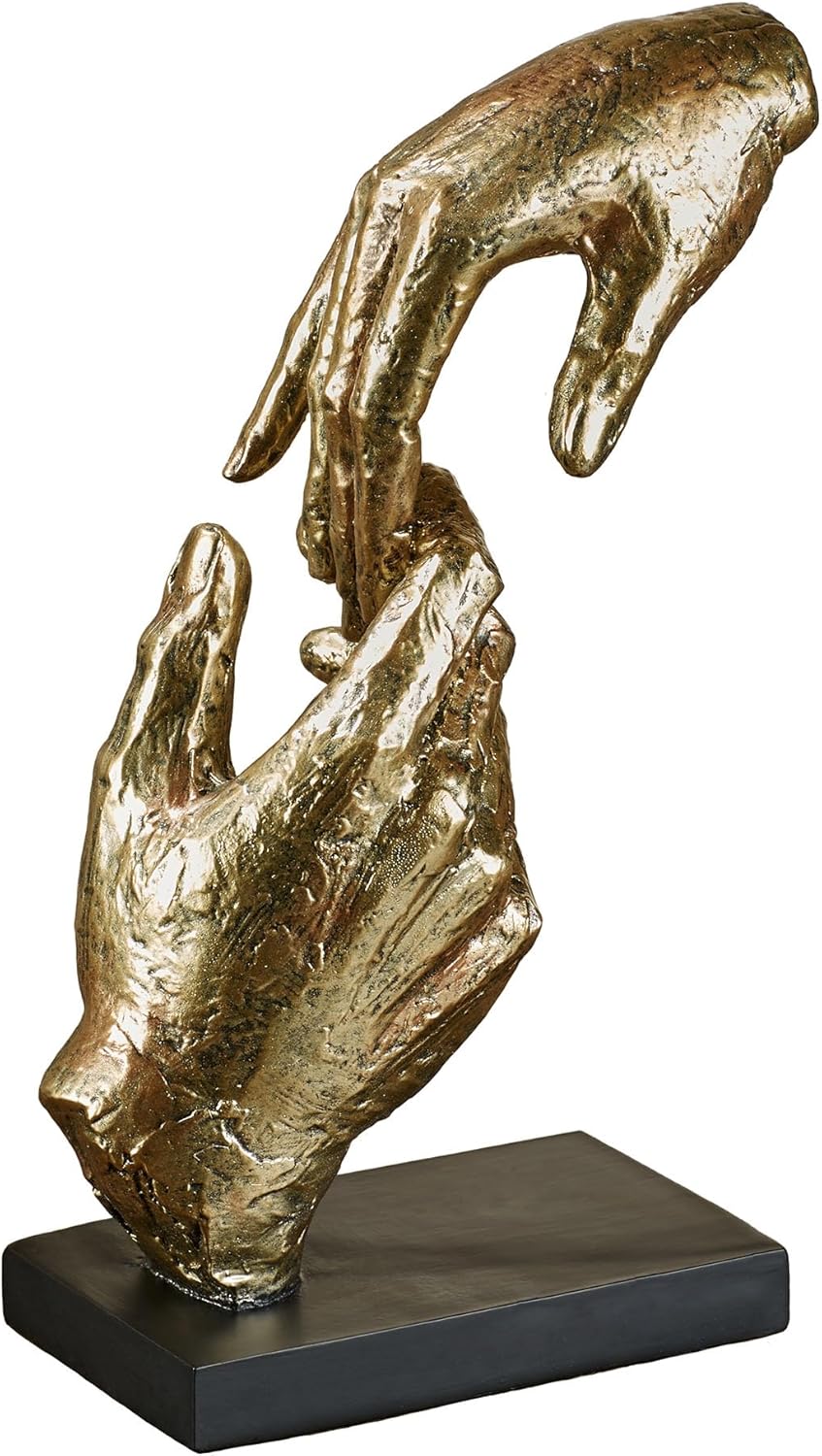 Touch of Class Loving Hands Table Sculpture - Gold - Made of Resin - Contemporary Art Statue - Sign of Love Decor - Modern Hand Statues and Sculptures for Home Desk, Living Room - 11.5 Inches High