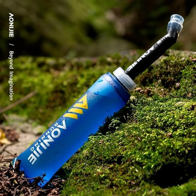 AONIJIE 2Pcs Collapsible Water Bottles, BPA-Free Soft Flask for Hydration Pack Foldable Easy to Carry (2 * 500ml bottle)