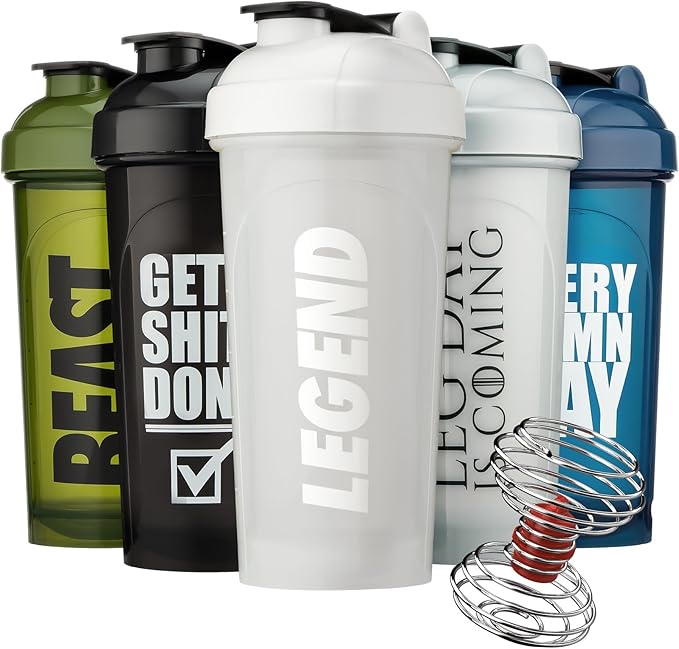 Hydra Cup OG Logo [5 Pack] 28 oz Shaker Bottles for Protein Shakes, Shaker Cups with Ball Blender Whisk, Travel To Go, BPA Free (Dark Colors)
