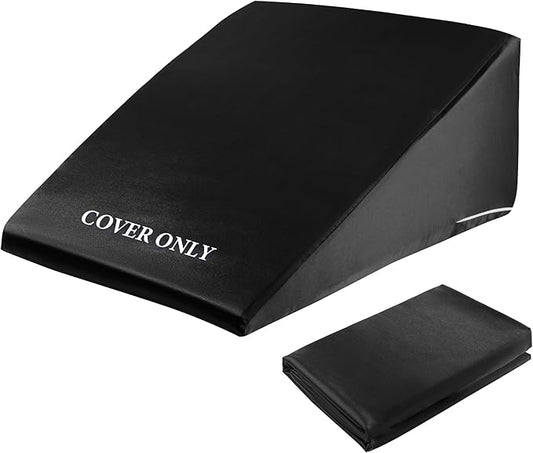 HOMBYS Satin Bed Wedge Pillow Cover Silky & Smooth Wedge Pillowcase 1 Pack 24x24x12, Soft & Breathable, Removable & Machine Washable-Zipper Design (Pillow Not Include), Black