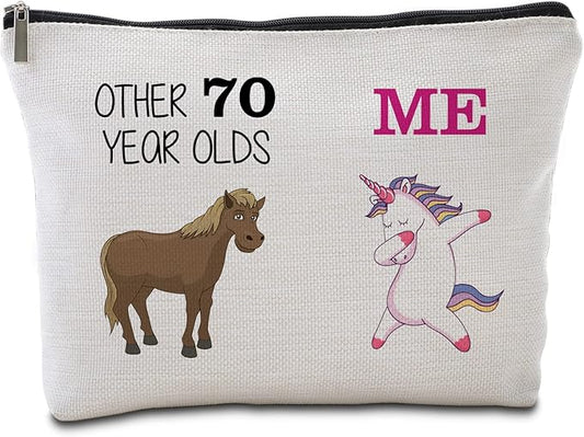 70th Birthday Gifts Women Travel Makeup Bag Funny Unicorn Gift Bag Other 70 Year Old Me Unicorn Best 70 Birthday Decorations for Her 70th Birthday Gift Ideas