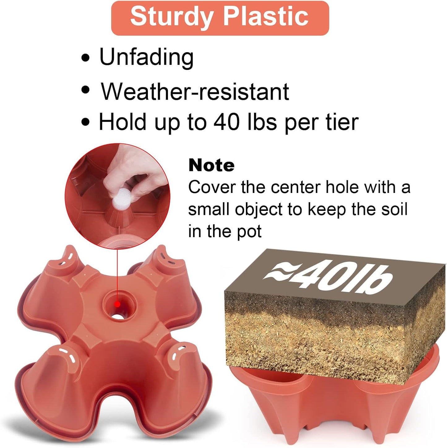 Vertical Planter 6 Tier Stackable Planters Garden Planters Strawberry Herb Flower and Vegetable Planter Indoor Outdoor Gardening Pots with Removable Wheels and Tools 2-Pack