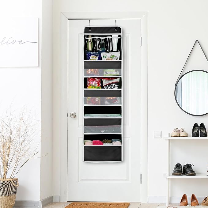 Univivi 5-Shelf Over Door Organizer Baby Door Wall Mount Storage with 3 Small PVC Pockets and 4 Large Pockets Ideal for Baby Stuff, Toiletries and Sundries