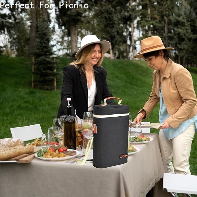 Insulated Wine Carrier Bag 4 Bottle Wine Cooler Tote Bag for Travel, Party, Beach, Wedding, Wine Accessories Gift for Wine Lovers