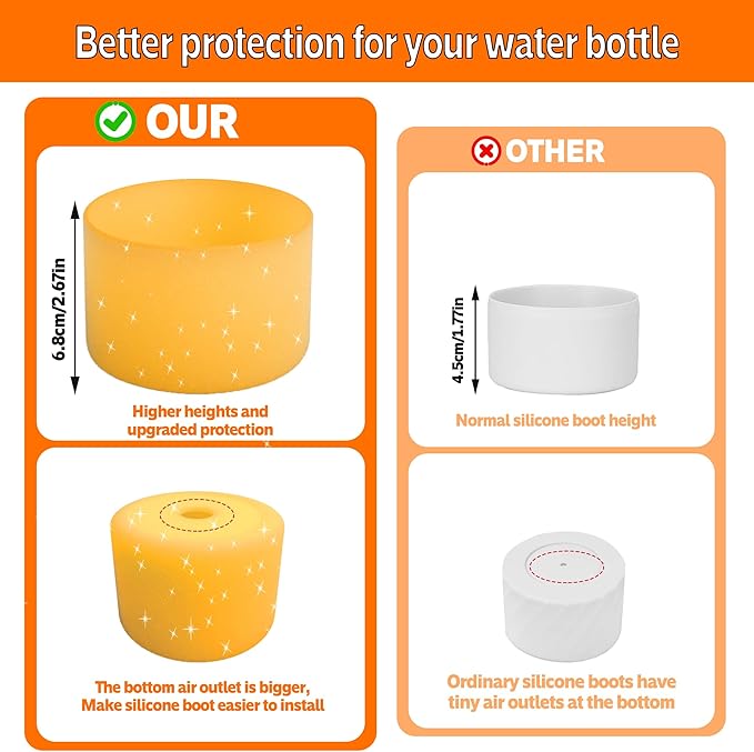 2PCS Silicone Water Bottle Boot for Owala 24oz 32oz 40oz,Anti-Slip Protective Sleeve Bottom Bumper Protector for FreeSip, Twist, and Flip Water Bottles