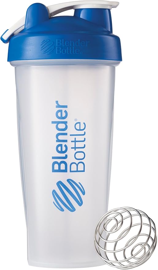 BlenderBottle Classic Loop Top Shaker Bottle, 28oz, Clear/Blue