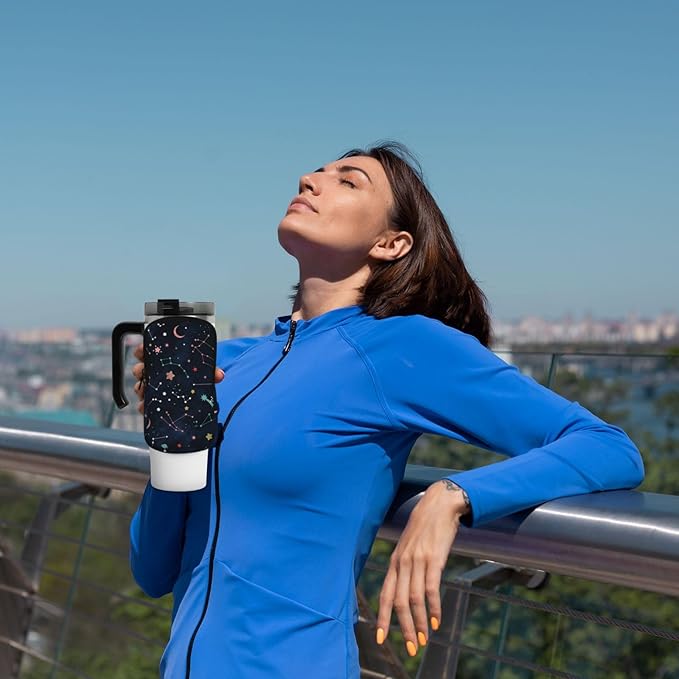 Galaxy Mandala Water Bottle Pouch for Stanley Cup 40oz 30oz,Personalized Gym Purse for Men Women, Tumbler Pouch with Versatile Pocket Water Bottle Bag for Cards, Keys, Phone