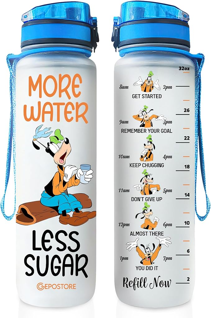 Dog Cartoon 32 Oz Water Tracker Bottle, Insulated Water Bottle with Cute Dog Character
