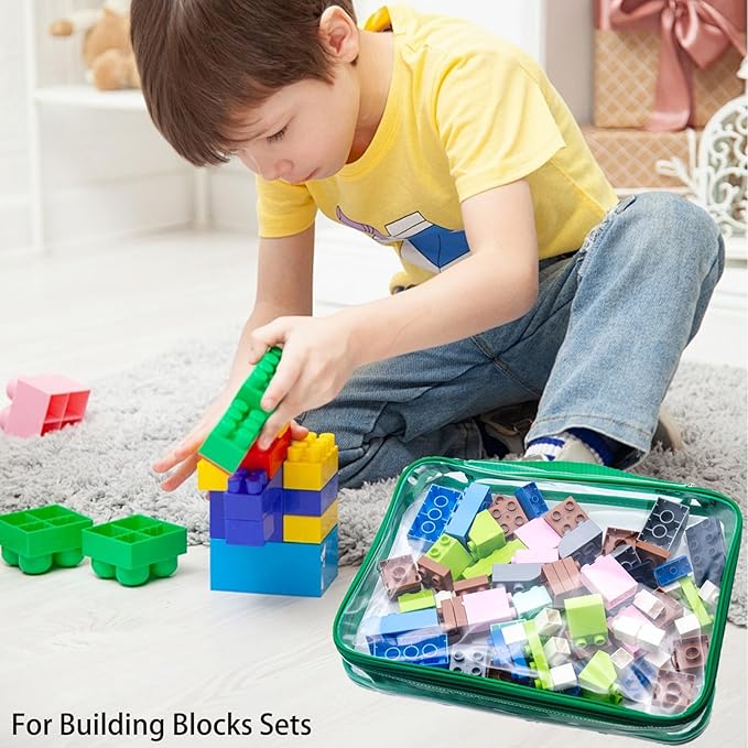 6 Pack Large Toy Storage Bags, Clear Pvc Zipper Bags for Organizing, Waterproof Toy Bags for Board Games, Building Blocks, Puzzles, Small Toys and Kids Books