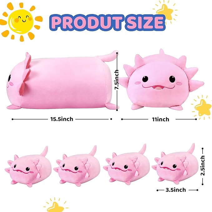 Axolotl Plush Cute Axolotl Stuffed Animal with 4 Baby Soft Pillow Valentine's Day, Birthday Gift for Girls Boys Kids Decor