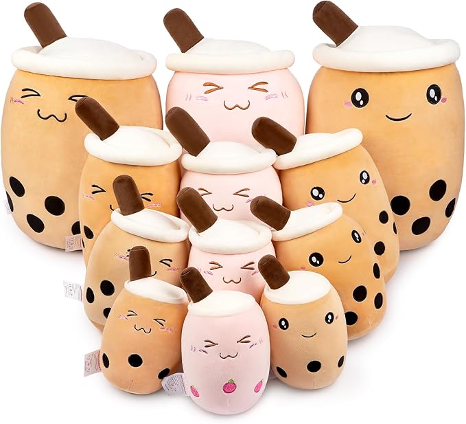 Niuniu Daddy Boba Plushies, 27.6 inches Jumbo Pink Bubble Tea Plush Toy with Big Eyes, Giant Soft Squishy Milk Tea Food Stuffed Animals for Kids, Huge Kawaii Cuddle Pillow