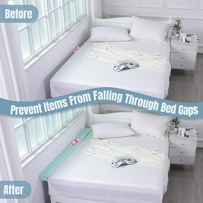 HOMBYS Pillow Wedge for Headboard Gap Close The Gap 0-6", Cut to Fit Gap Filler for King Queen Twin Bed, Wedge Sleeping Pillow, Foam Bed Mattress Gap Filler, 78.7"x6"x3"