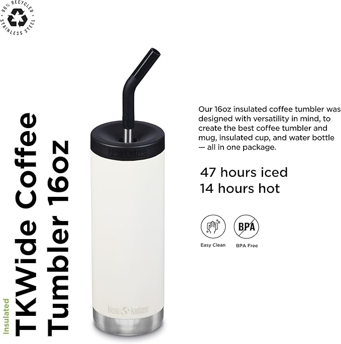 Klean Kanteen TKWide 16oz (w/Café Cap) - Tofu