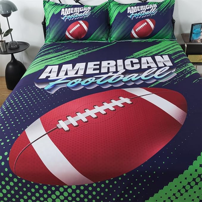 qjmiaofang Football Sheets for Boys American Football Fitted Sheet Twin Size for Kids Sports Sheet Set 3Pieces Sport Theme Football Bed Sheet Set Including 1 Flat Sheet 1 Fitted Sheet 1 Pillowcase