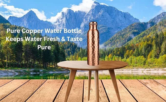 Himalayan Ayurveda Copper Water Bottle (32oz/950 ml) 100% Pure Handmade Hammered Ayurvedic Pure Copper Vessel for Drinking Heavy Duty & Leak-proof|Copper Water Bottle For Home, Office and Gifting