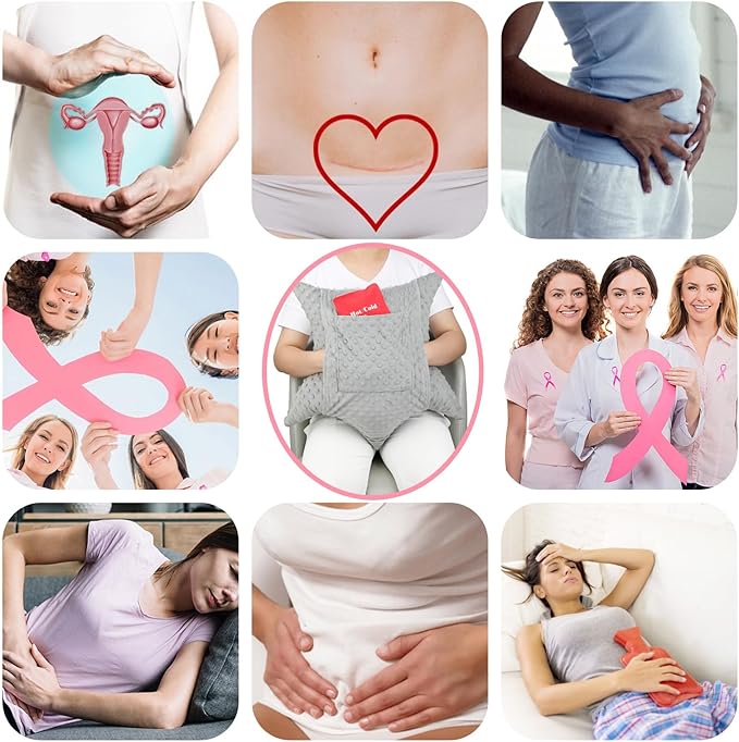 Star Hysterectomy Abdominal Pillows with 2 Pockets, Stomach Pillow after Surgery C-Section Tummy Tuck Support Gifts with Hands Placement Pouch Endometriosis Comfort Recovery Women Men Gray