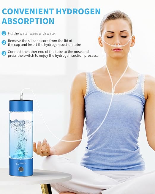 Hydrogen Water Bottle 2024, Hydrogen Water Bottle Generator with SPE PEM Technology Water Ionizer, Hydrogen Water Machine Improve Water in 3 Minutes for Home, Office, Travel, Daily Drinking(Blue)