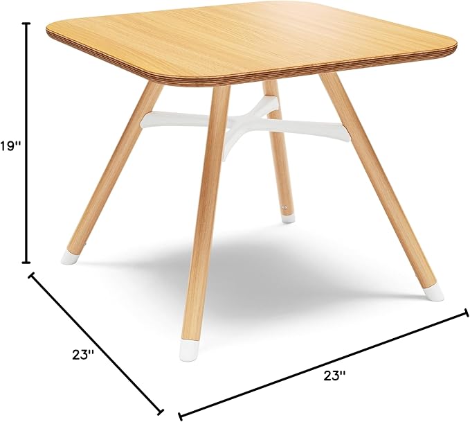 Lalo The Play Table, Wooden Preschool Table and Kids Activities Table with Easy to Clean Surface - Quick & Easy Set Up - Safe and Secure, 23 ⅝ x 23 ⅝ x 19 ⅛ in - Natural