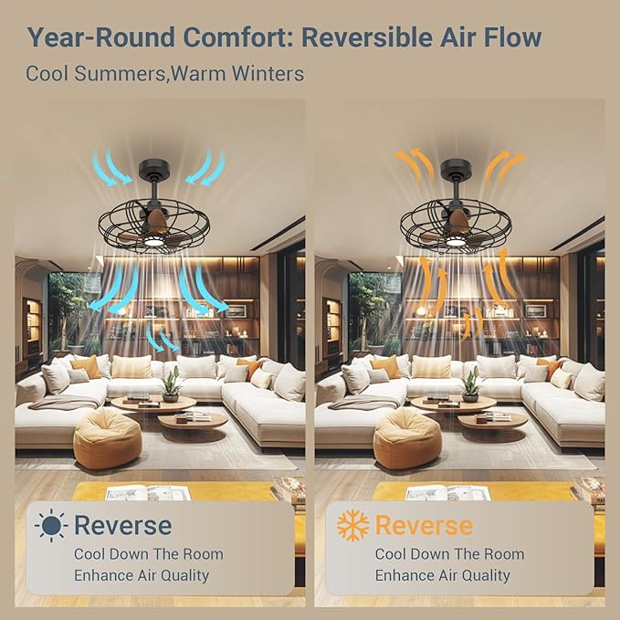 NACATIN Outdoor Ceiling Fan with Lights, Remote, App & Wall Switch Control, 20in RGB Ceiling Fans with Lights and Remote, 3 Color Temperatures: Perfect for Patios, Gazebos, & Bedrooms, Black