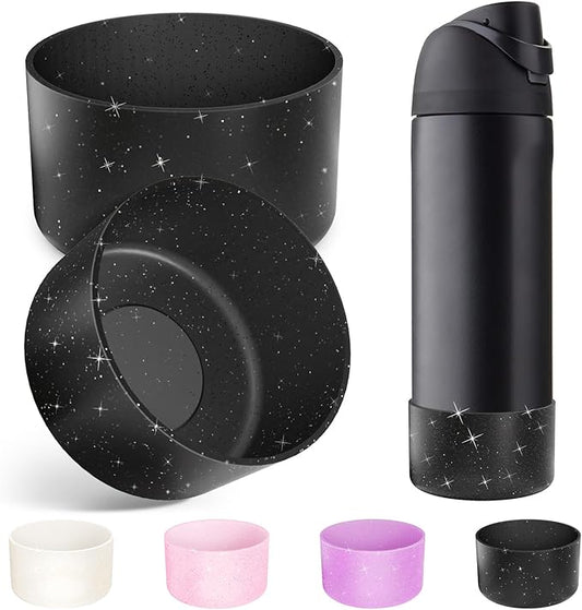 2PCS Silicone Water Bottle Boot for Owala 24oz 32oz 40oz, Anti-Slip Protective Sleeve Bottom Bumper Protector for FreeSip, Twist, and Flip Stainless Steel Water Bottles