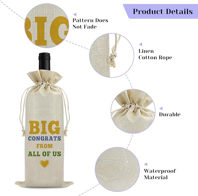 Sfodiary New Baby Gift Wine Bag Birthday Gift for Her Him Wine Gift Bags Promotion Gift for Coworker Wedding Gift Housewarming Gift for Friends Christmas Gift Drawstring Burlap Wine Wrap Bag