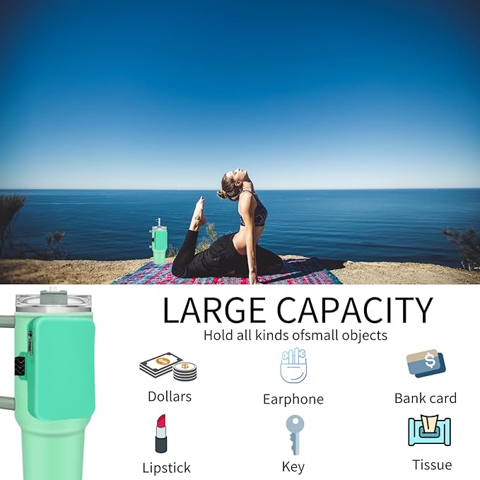 Silicone Water Bottle Pouch for Stanley, Tumbler Carrier with Zipper Pocket for Stanley 30oz/40oz & IceFlow 20/30oz, Gym Tumbler Accessories for Men Women