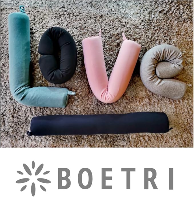 Twist Memory Foam Travel Pillow - Cotton Cover - Travel Bag Included - Adjustable, Bendable Pillow for Neck, Head, Chin, Lumbar and Leg Support (Black)