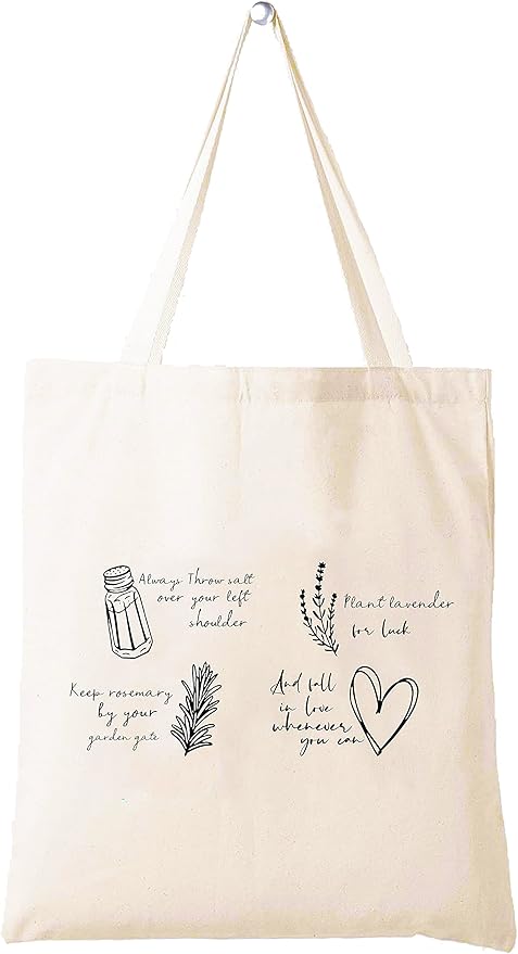 LIBIHUA Practical Magic Quote-Salt Rosemary Lavender Love-and Fall in Love Whenever You Can-Inspirational Gift for Women Sister Daughter Best Friend Cousin Coworker-Shoulder Bag Shopping Bag Tote Bag