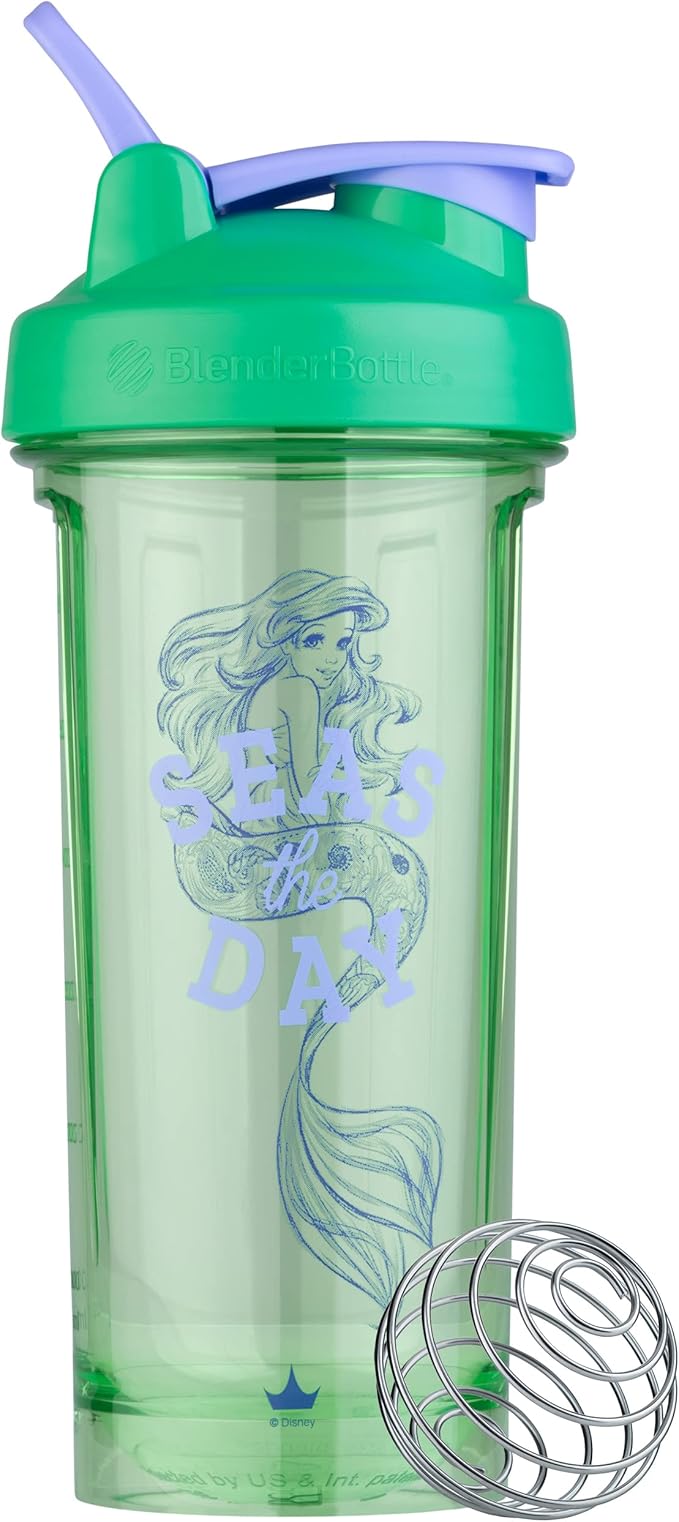 BlenderBottle Disney Princess Shaker Bottle Pro Series, Perfect for Protein Shakes and Pre Workout, 28-Ounce, Ariel